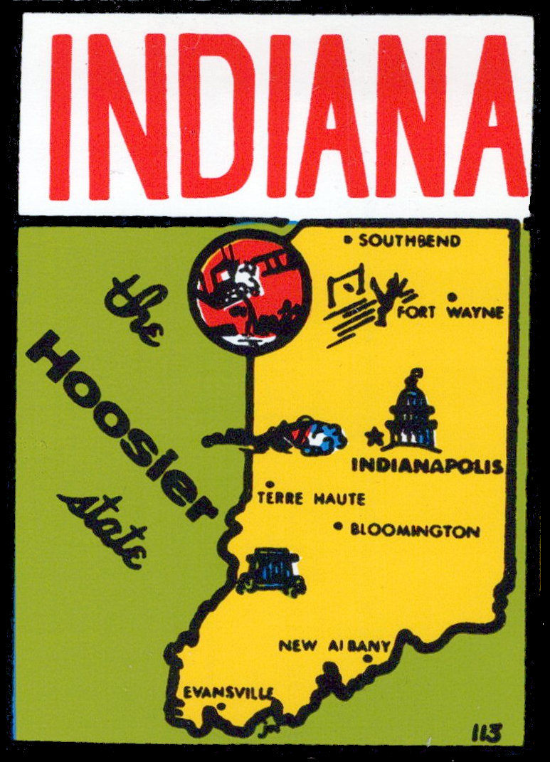 (image for) Indiana (2) The Hoosiers State Type II Vintage Vacation Stickers